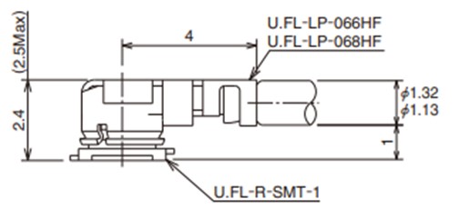 Разъем U.FL-LP-066HF female для микрокоаксиального кабеля диаметром 1.32 мм