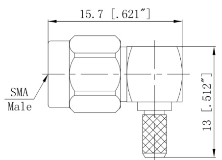 SMA male угловой Profi  для кабельной группы RG316/RG174/RG178