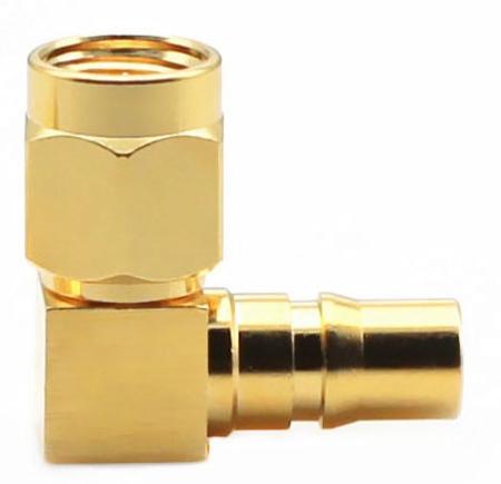 Коаксиальный переход SMA male-QMA female угловой, 6 ГГц