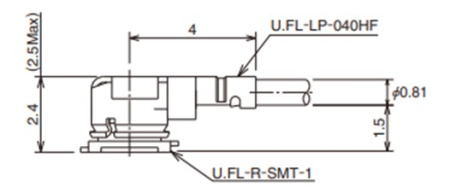 Разъем U.FL-LP-040HF female для микрокоаксиального кабеля диаметром 0.81 мм сопряженная высота 2.5 мм